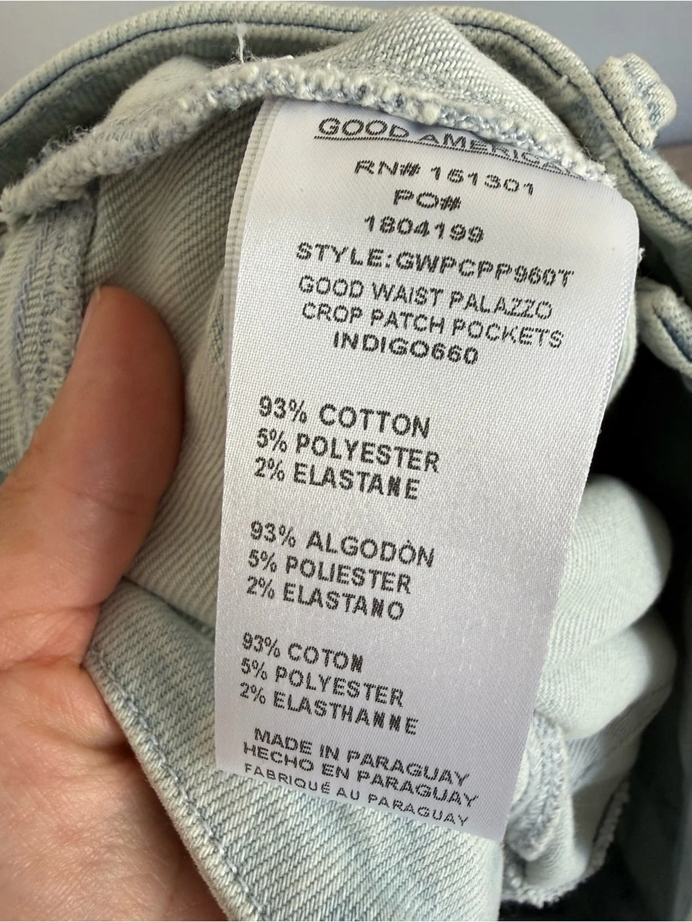 GOOD AMERICAN good waist palazzo crop patch pocket jeans indigo660 sz 29/8 NWOT